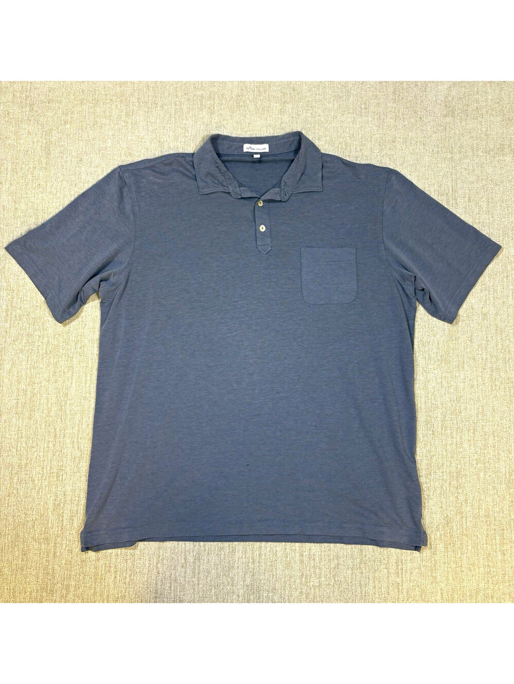 Peter Millar Mens XL Blue Polo Shirt Short Sleeve Pocket Stretch Knit Golf